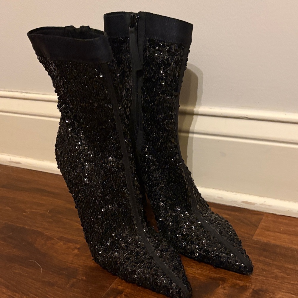 Zara Glittering Black Heeled Boots